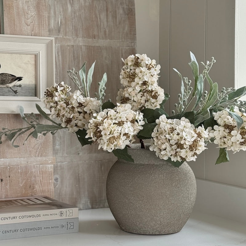 Textured Aged Squat Ceramic Vase