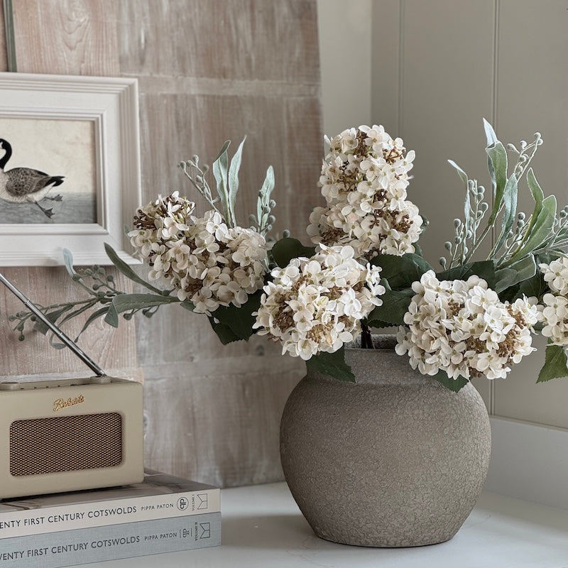 Textured Aged Squat Ceramic Vase