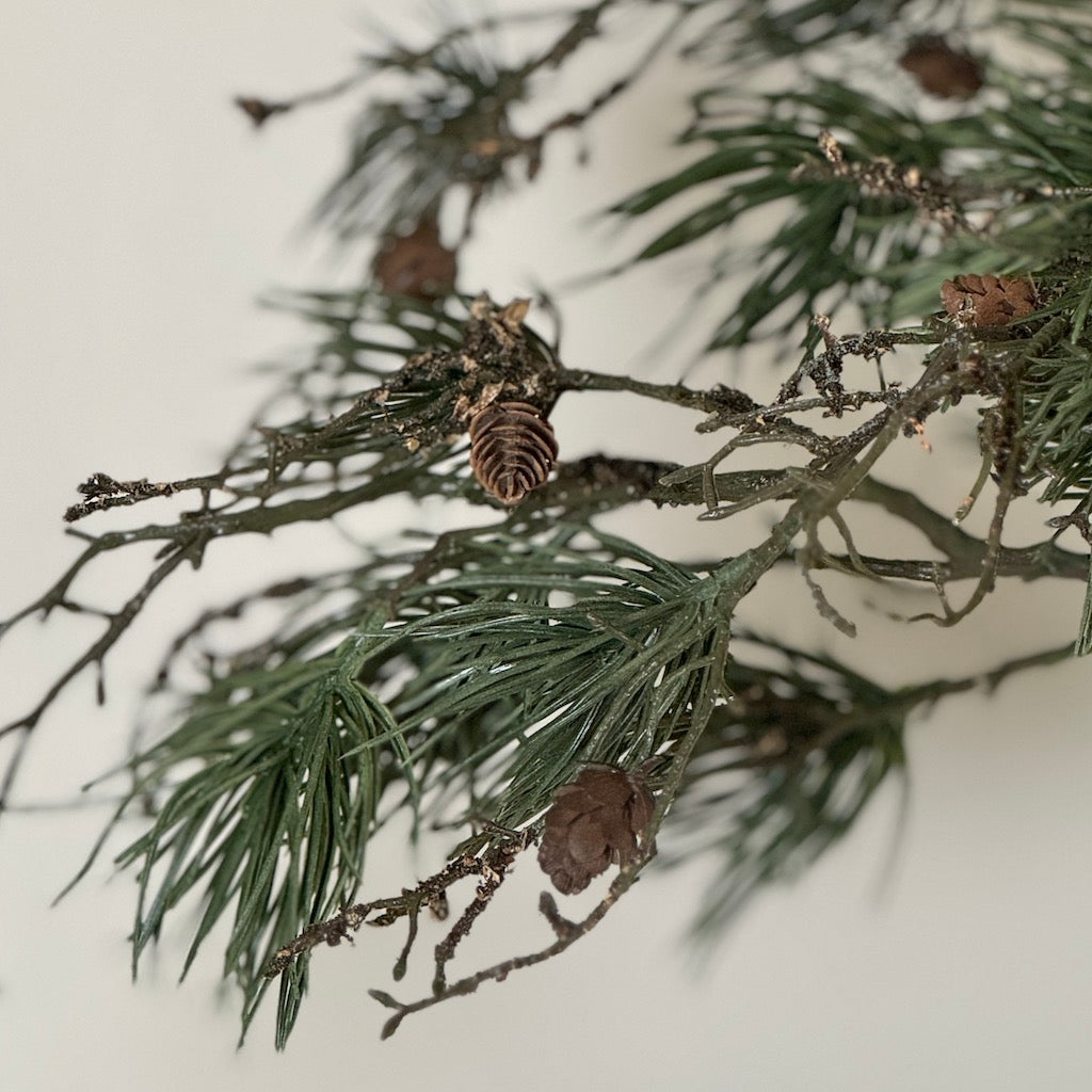 Faux Pine Stem Cones and Moss