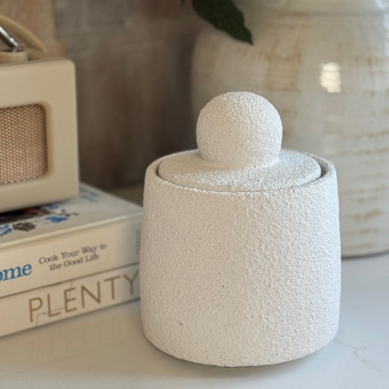 Small Textured Bobble Jar with Lid