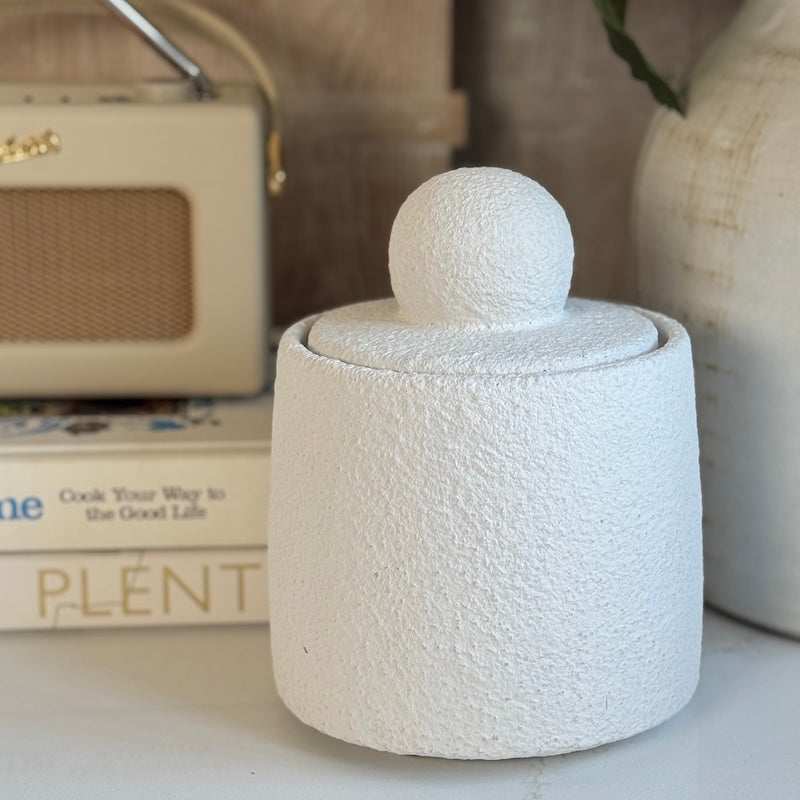 Small Textured Bobble Jar with Lid