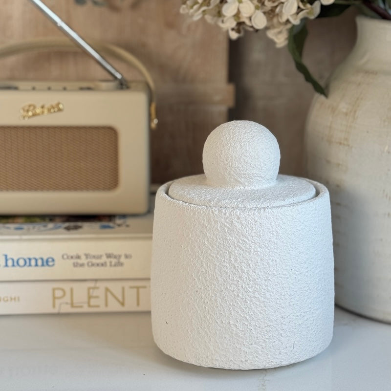 Small Textured Bobble Jar with Lid