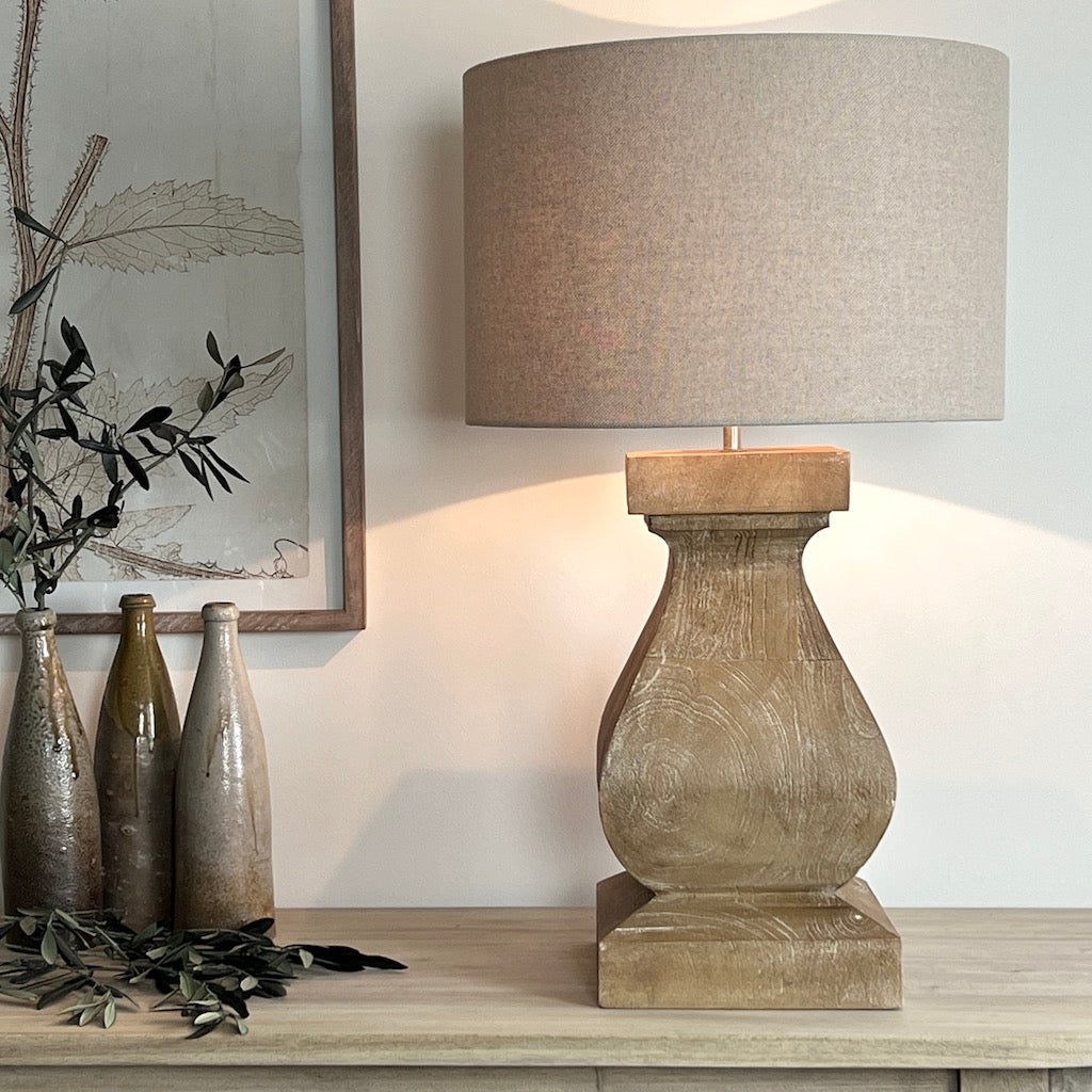 Large Chunky Solid Wood Table Lamp Aspen