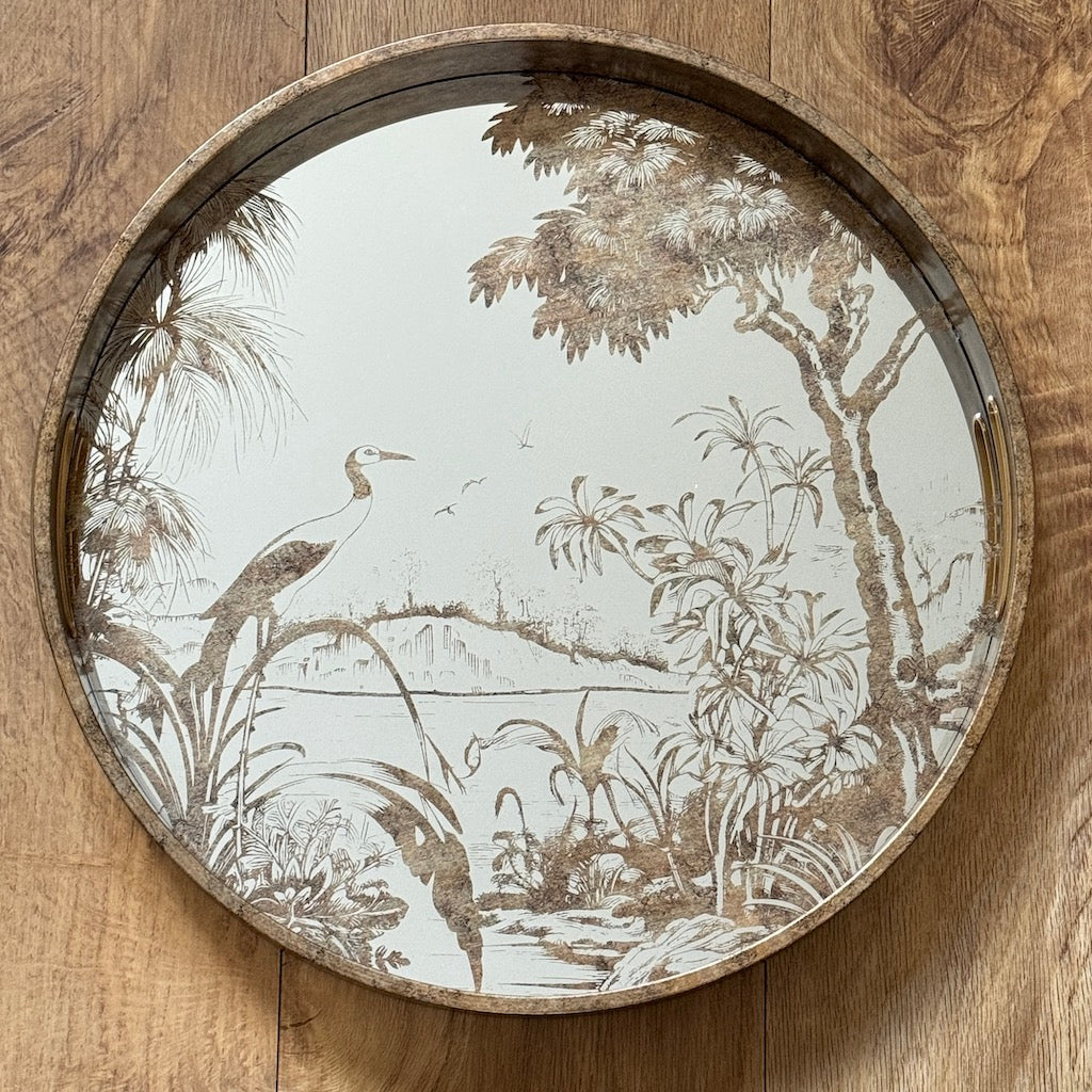 Antique Gold Grasses Tray and Coasters