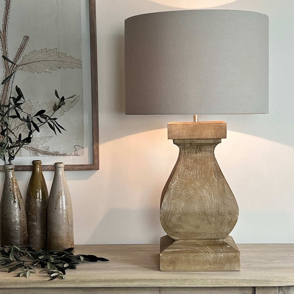Large Chunky Solid Wood Table Lamp Aspen