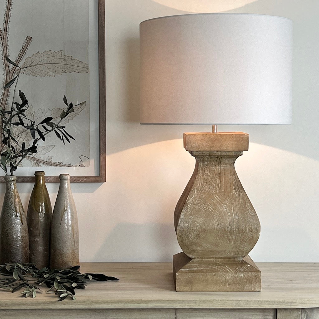 Large Chunky Solid Wood Table Lamp Aspen