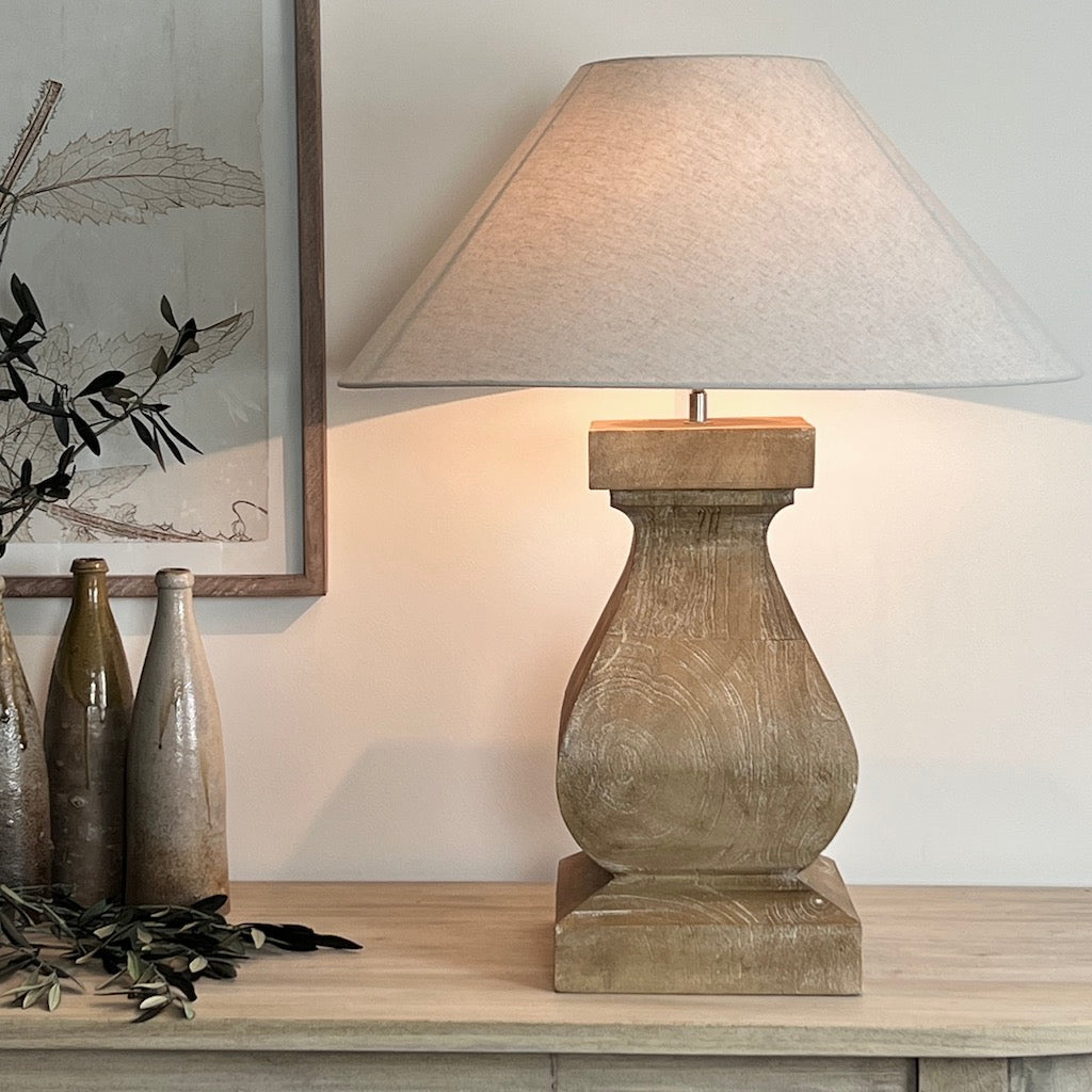 Large Chunky Solid Wood Table Lamp Aspen