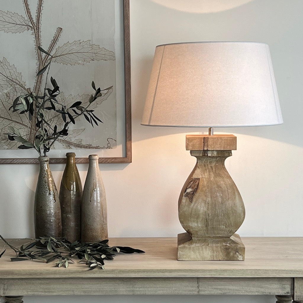 Medium Chunky Solid Wood Table Lamp Aspen