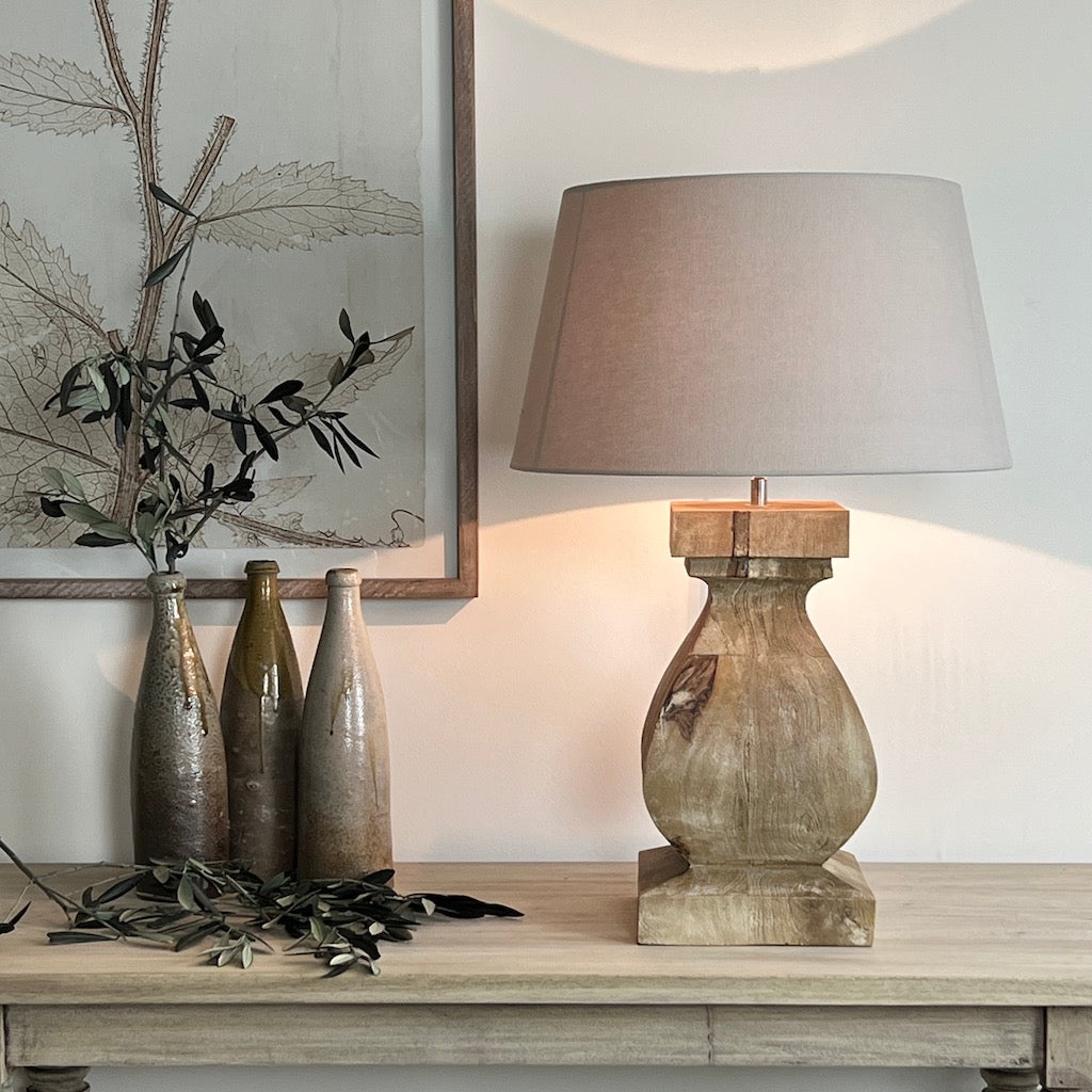 Medium Chunky Solid Wood Table Lamp Aspen