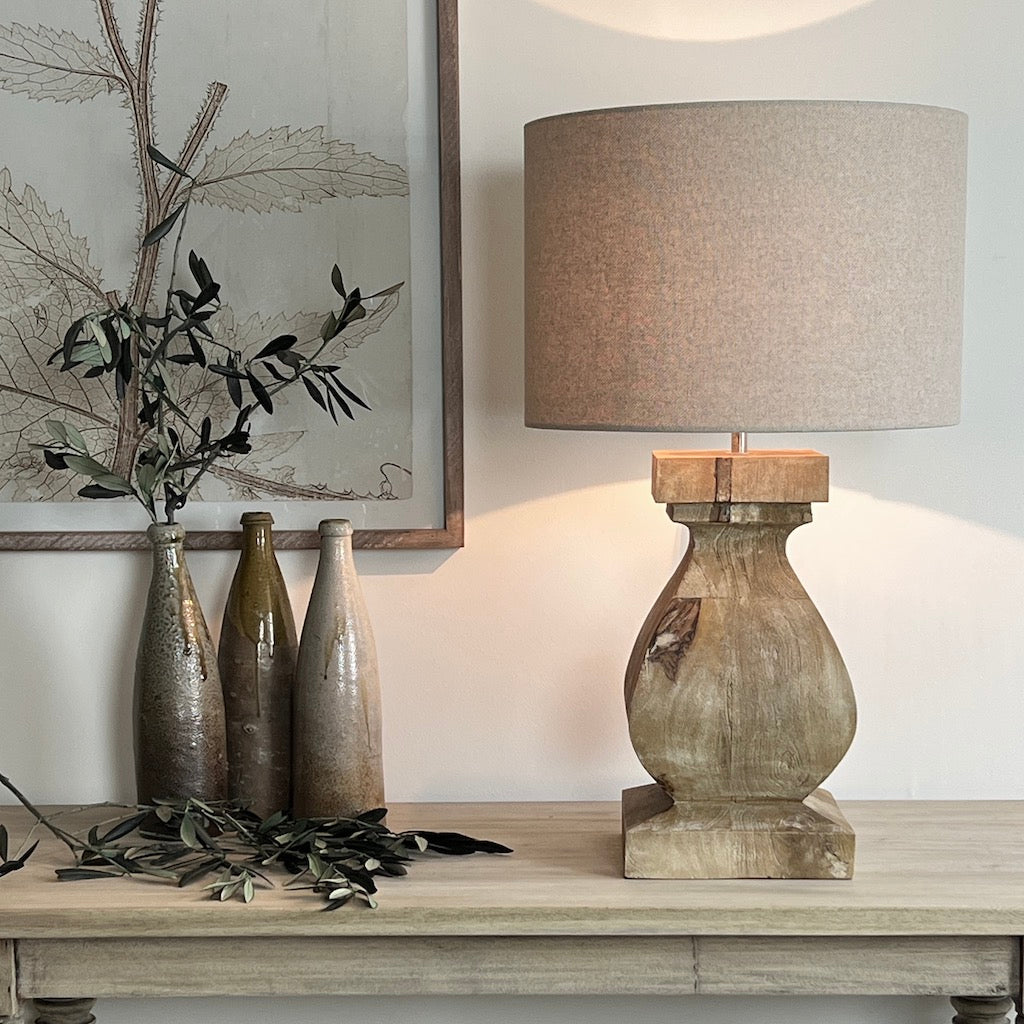 Medium Chunky Solid Wood Table Lamp Aspen