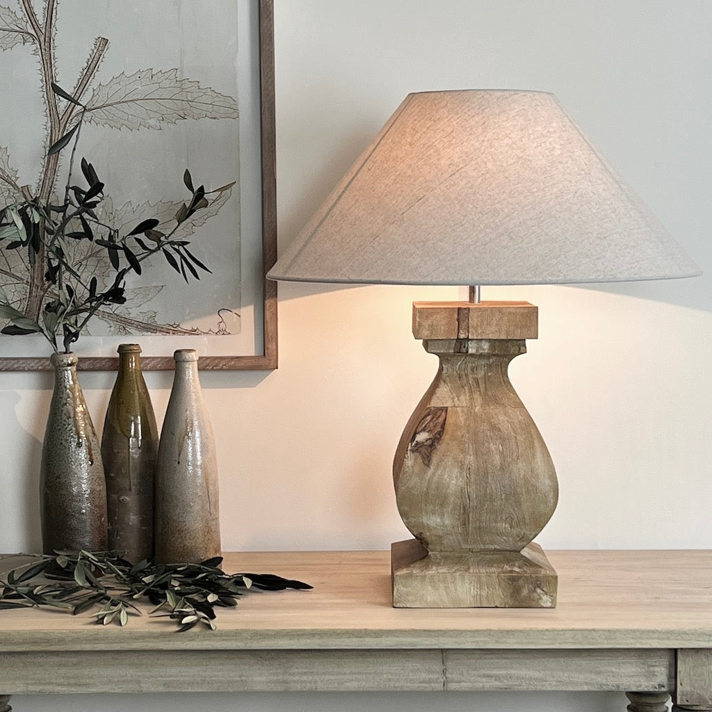 Medium Chunky Solid Wood Table Lamp Aspen