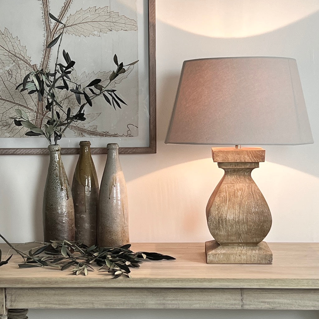 Small Chunky Solid Wood Table Lamp Aspen