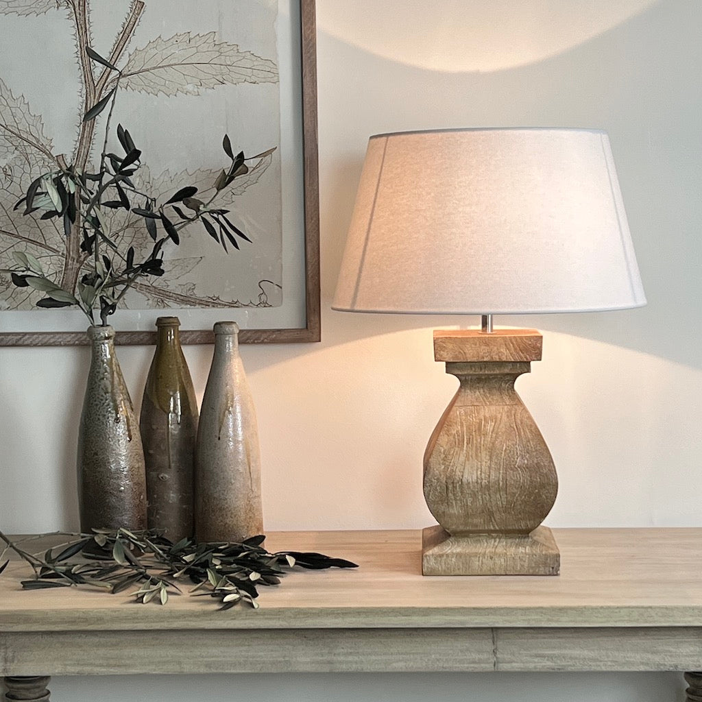 Small Chunky Solid Wood Table Lamp Aspen
