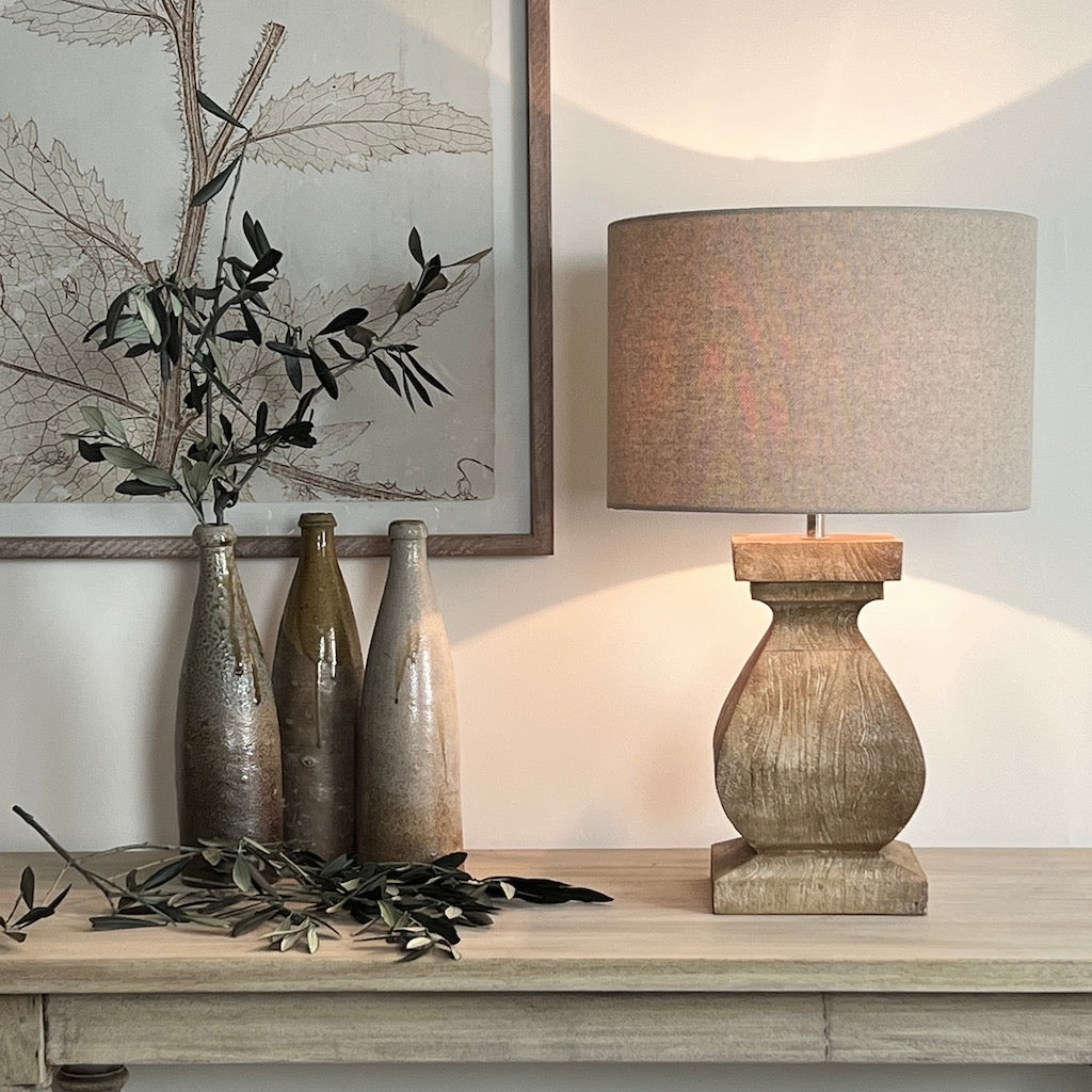 Small Chunky Solid Wood Table Lamp Aspen