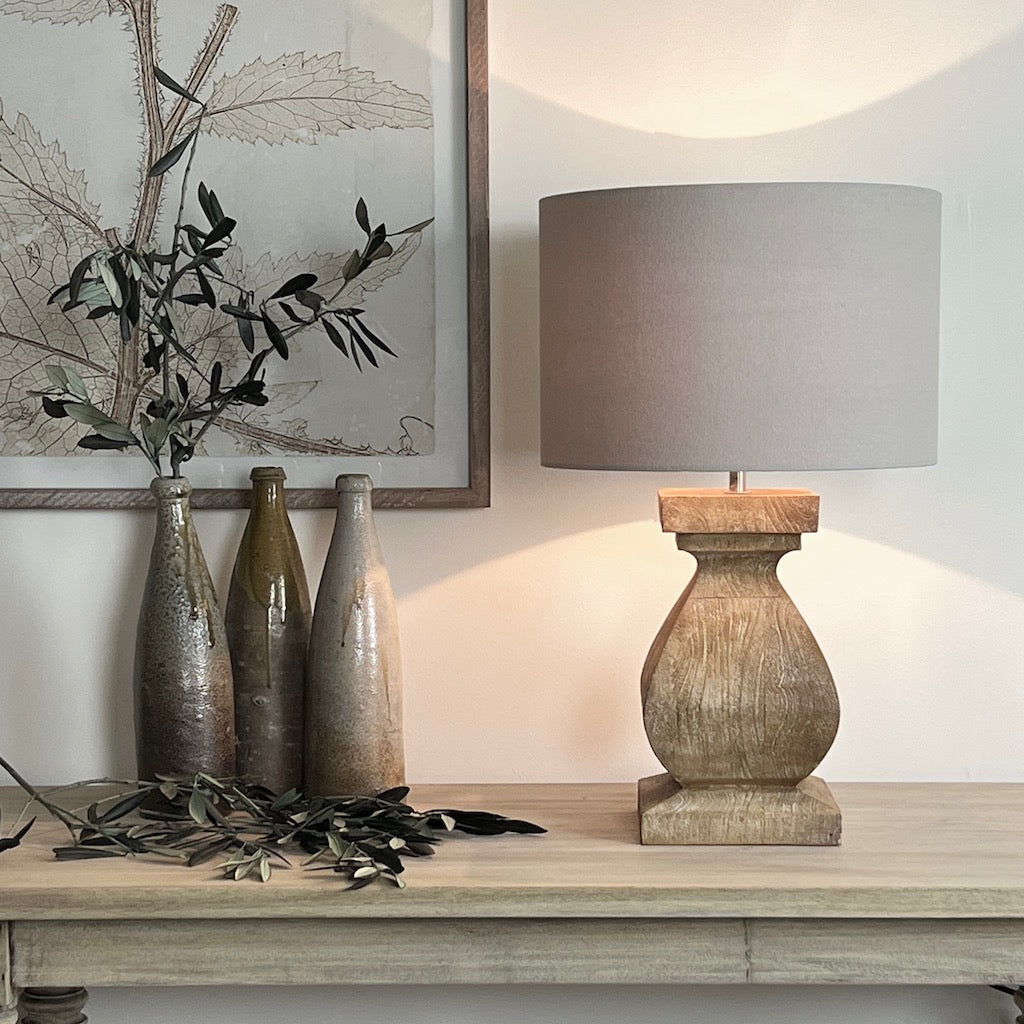 Small Chunky Solid Wood Table Lamp Aspen