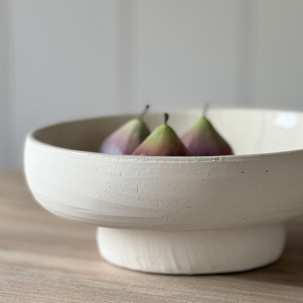Cream Pedestal Decor Bowl