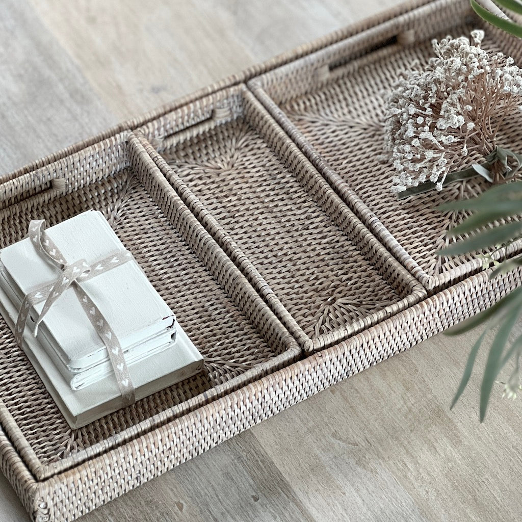 Whitewashed Low Profile Trays 4 Sizes Available