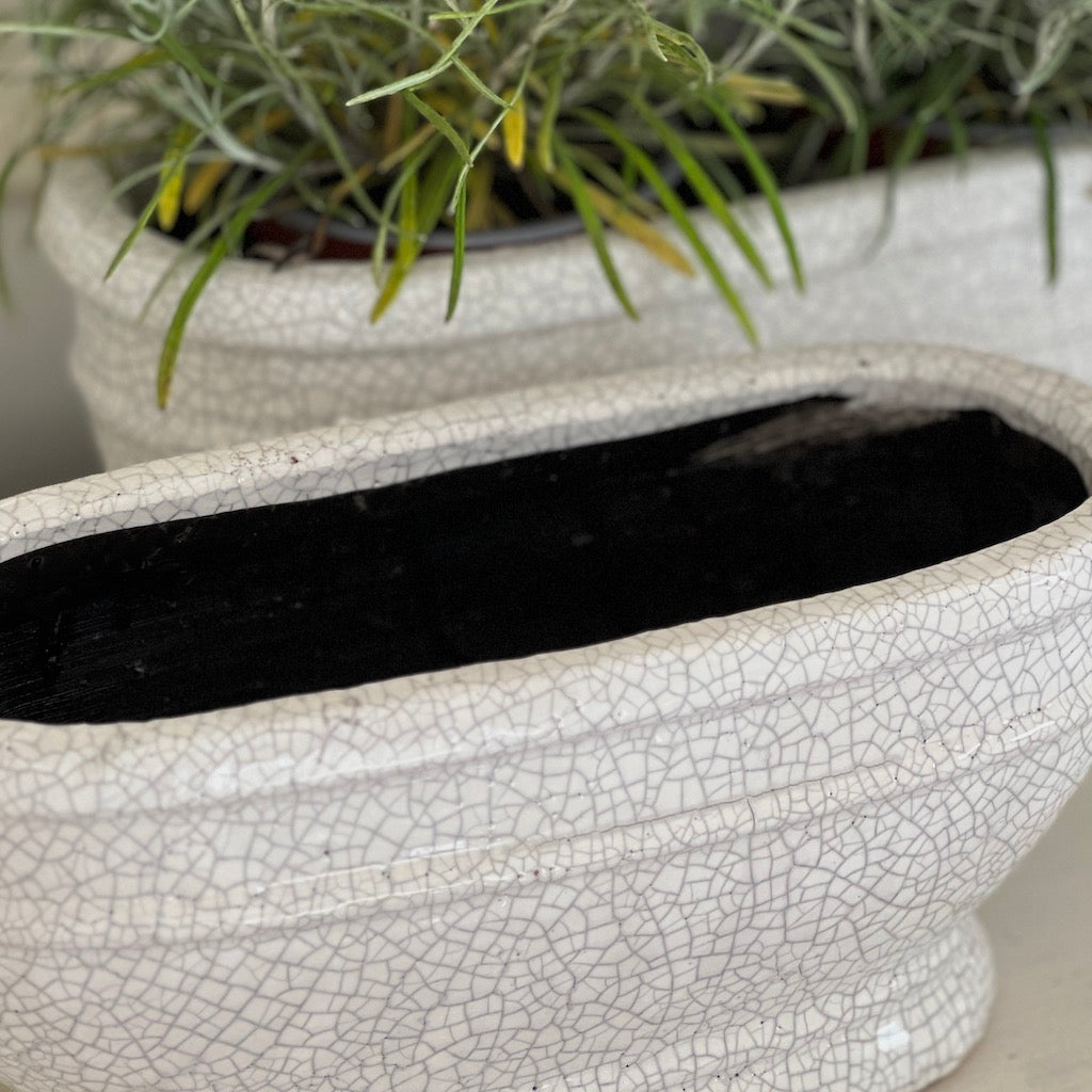 Oval Crackled Glazed Planters 2 Sizes