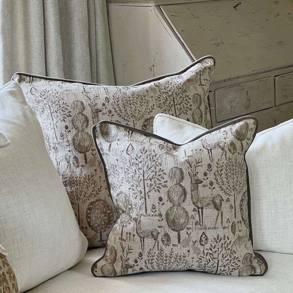 Stags Topiary Plush Cushion Cover Two Sizes