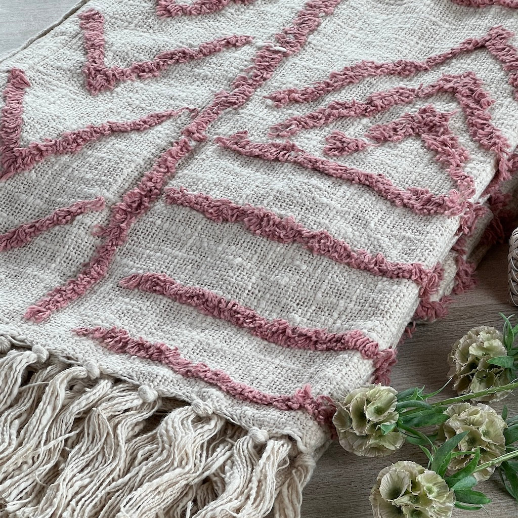 Pink Tufted Abstract Skandi Lined Throw
