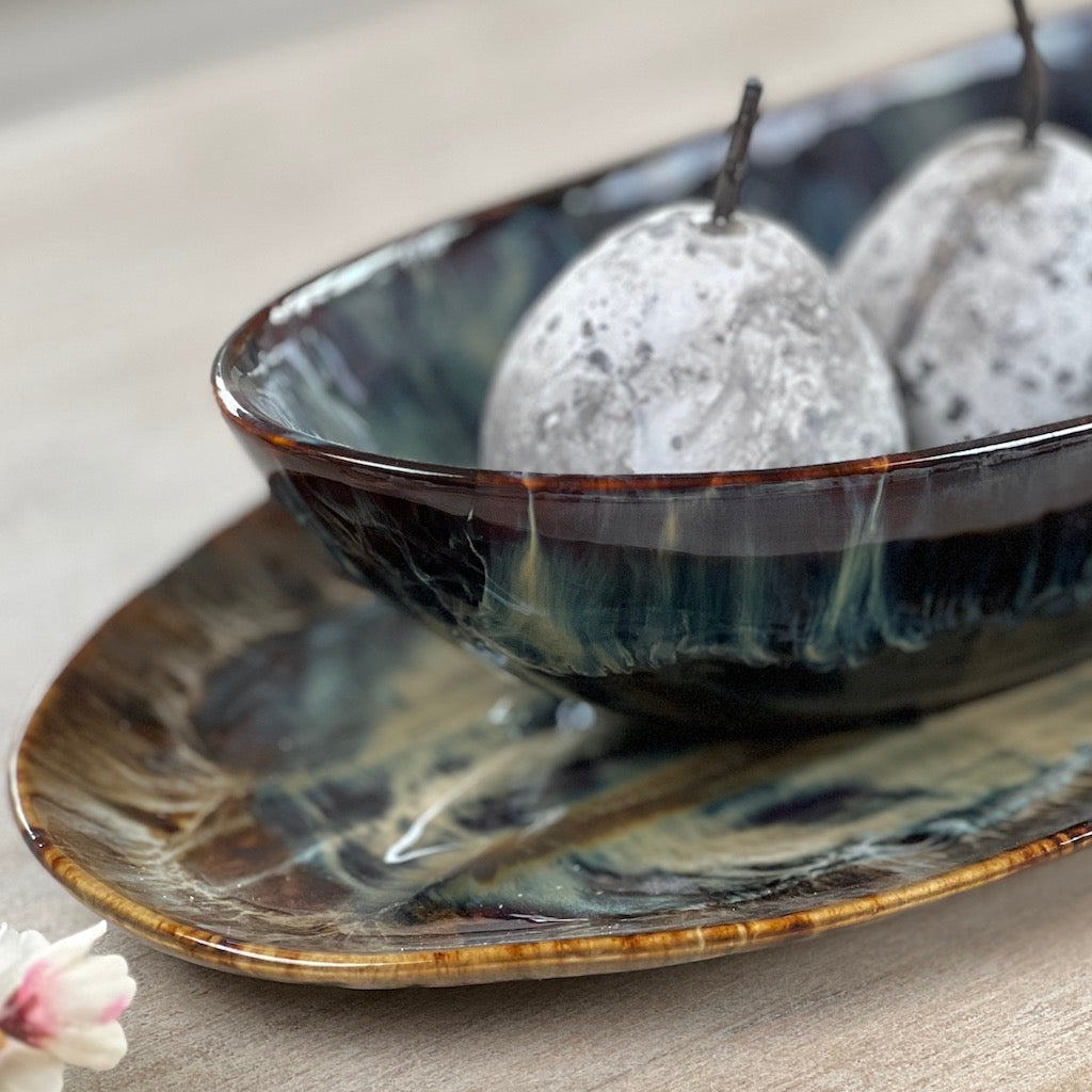 Ocean Glazed Bowl and Plate