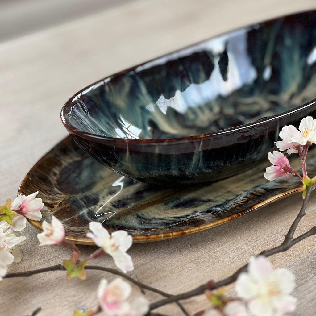 Ocean Glazed Bowl and Plate