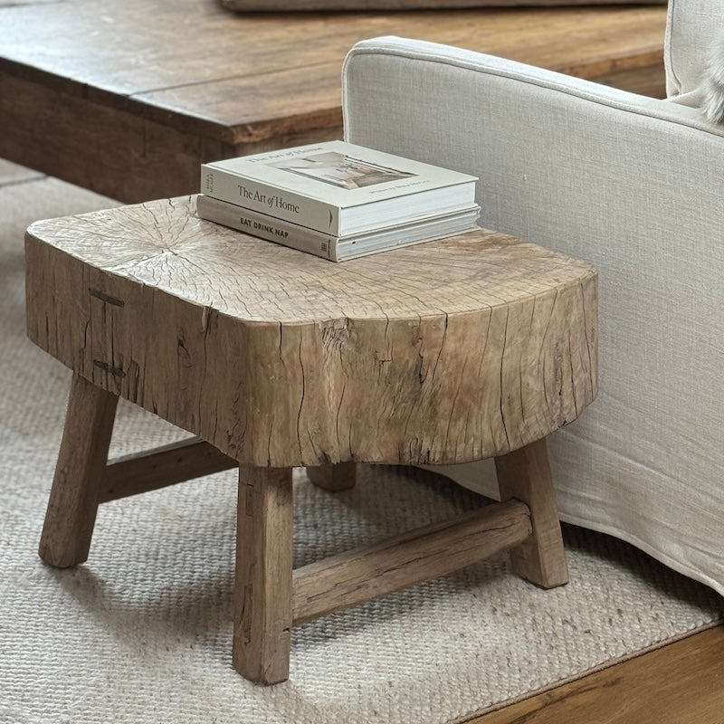 Vintage Reclaimed Heavyweight Chunky Wood Side Table