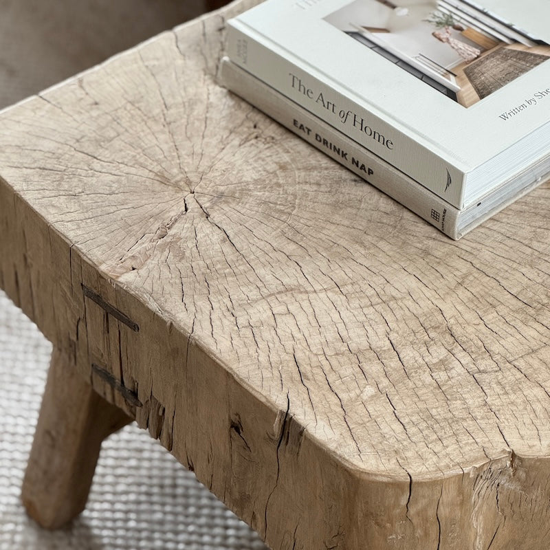 Vintage Reclaimed Heavyweight Chunky Wood Side Table