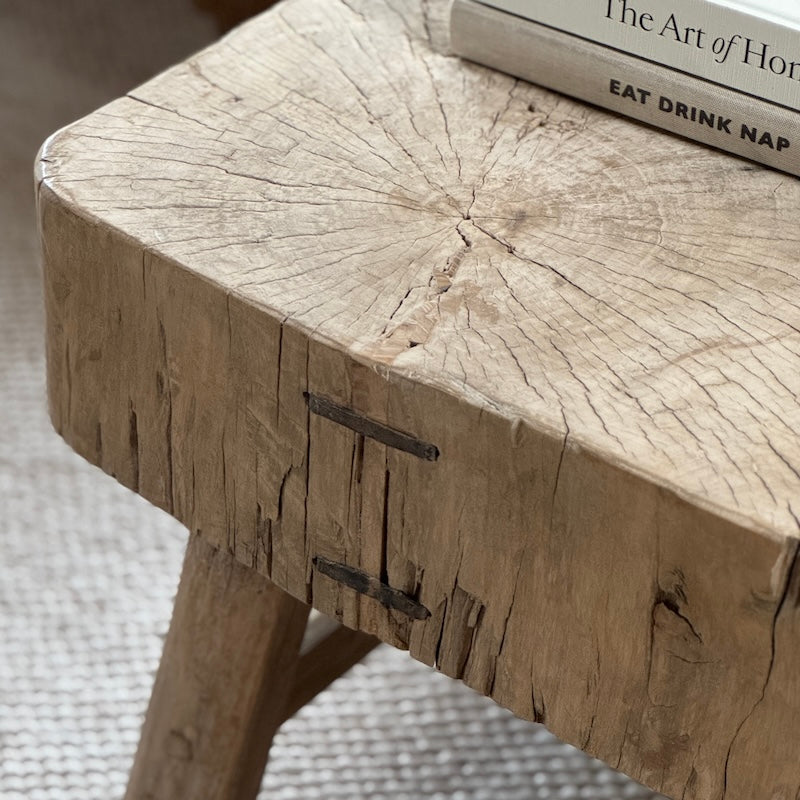 Vintage Reclaimed Heavyweight Chunky Wood Side Table