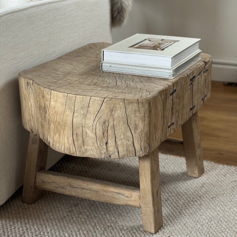 Vintage Reclaimed Heavyweight Chunky Wood Side Table