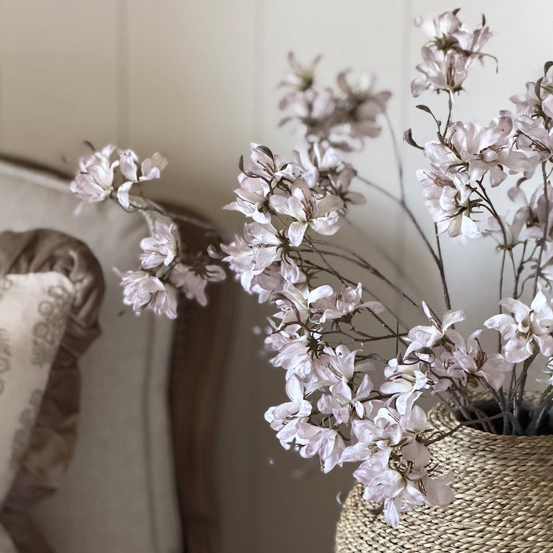 Delicate Faux Rhododendron Stem – Soft Blush White Botanical Spray ...