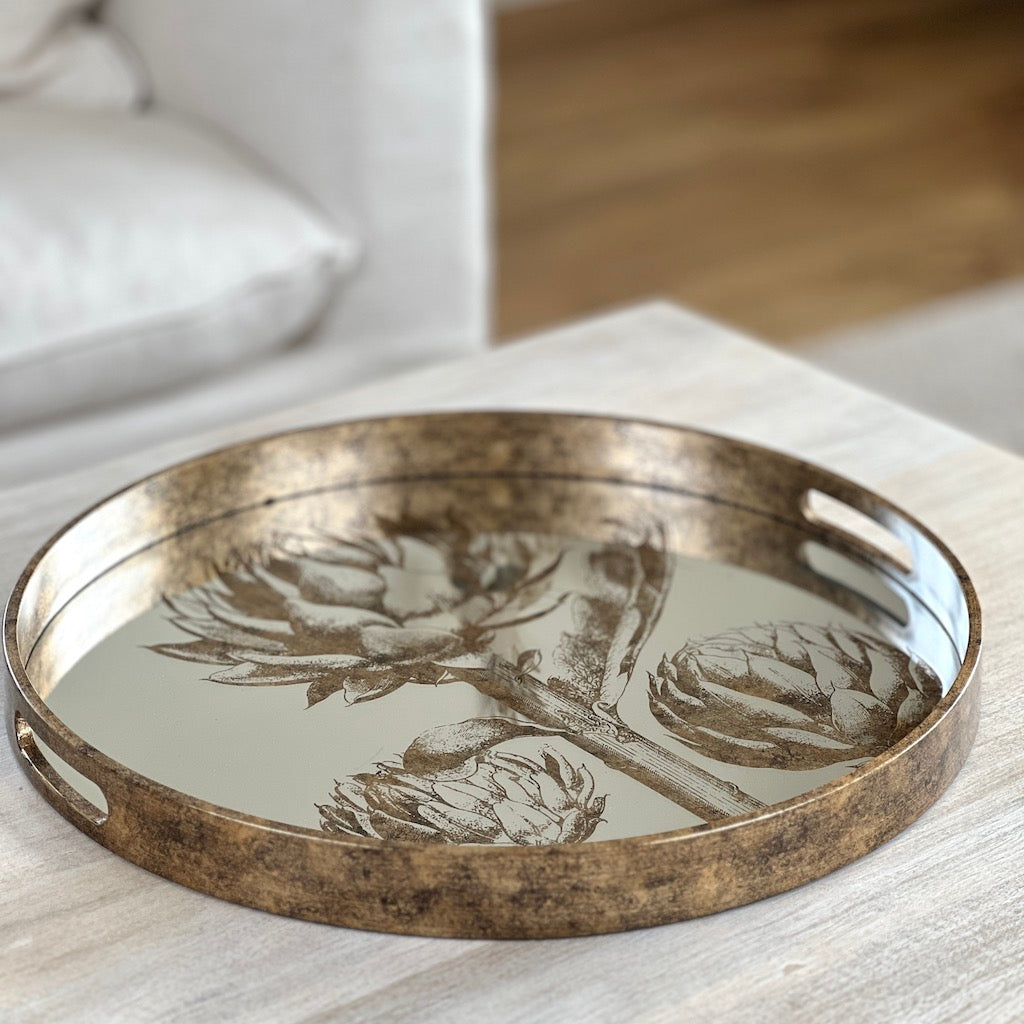 Round Mirrored Artichoke Tray