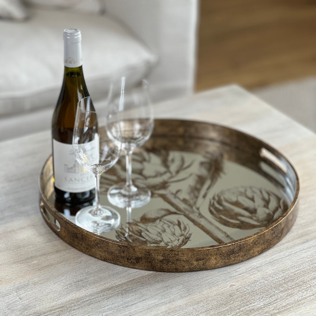 Round Mirrored Artichoke Tray