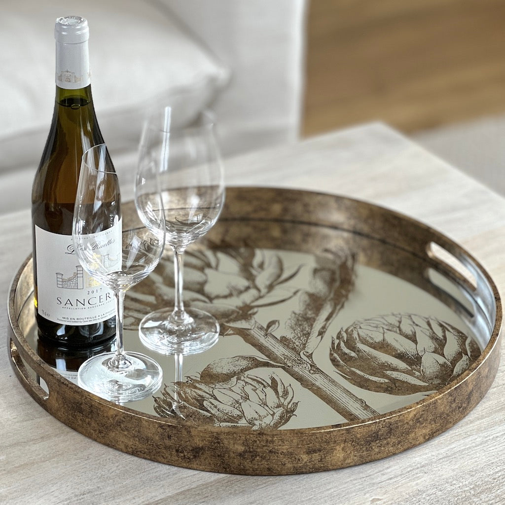 Round Mirrored Artichoke Tray