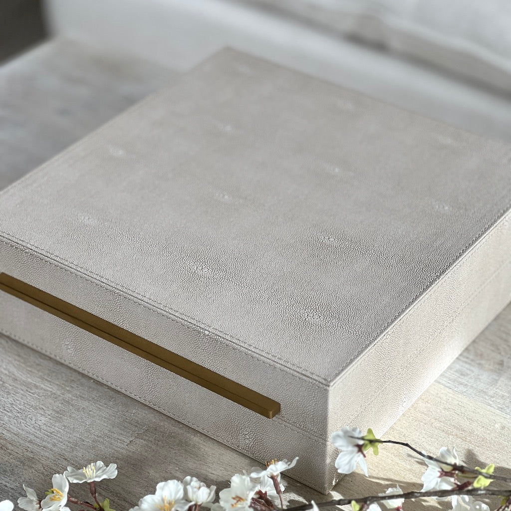 Ivory Faux Shagreen Boxes