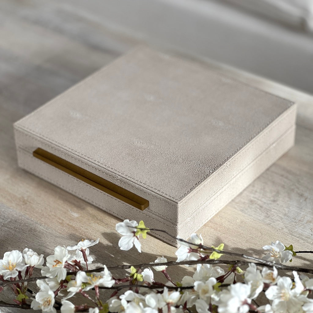 Ivory Faux Shagreen Boxes