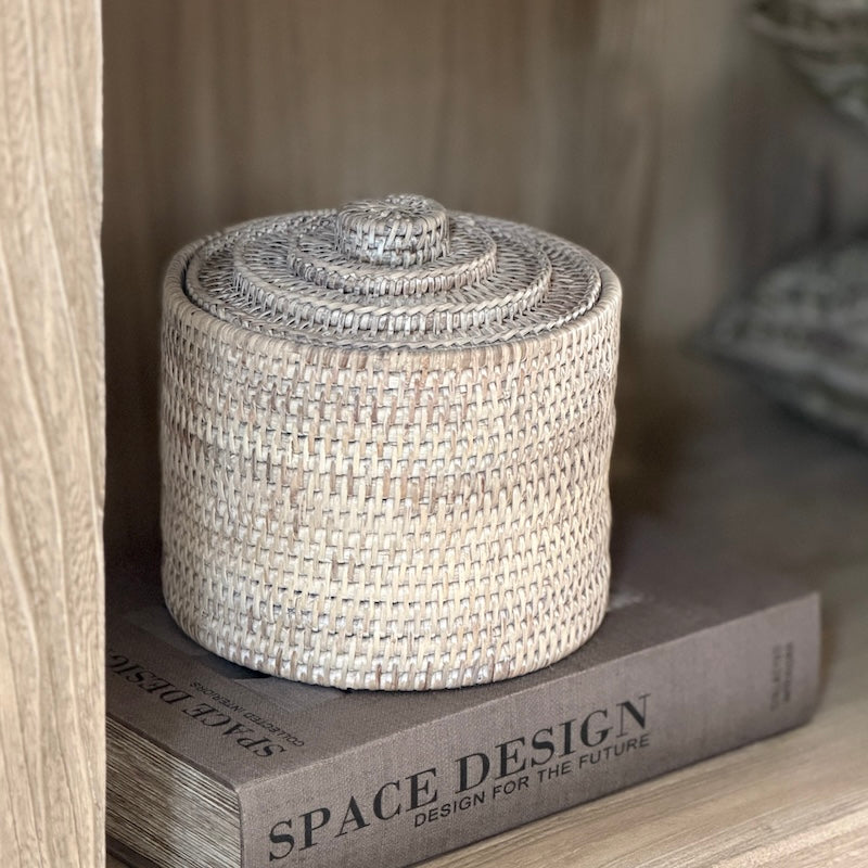 Leith Rattan Medium Lidded Storage Box