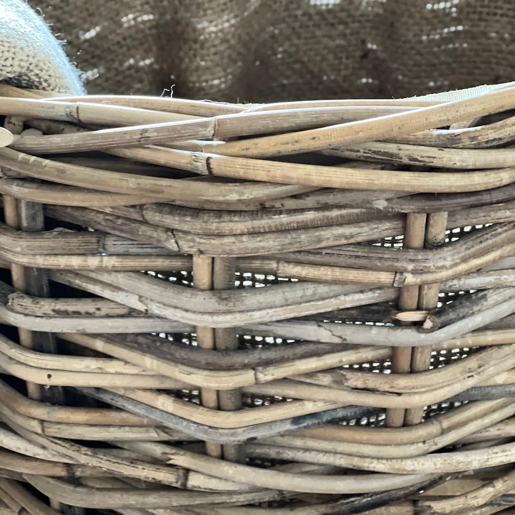 Round Basket With Ear Handles & Jute Liner