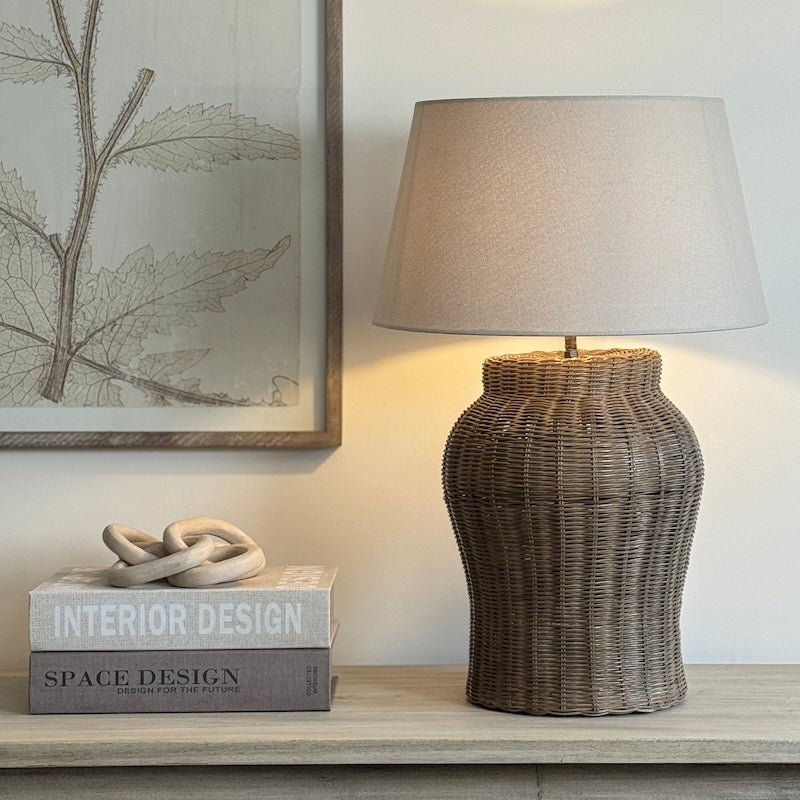 Marlow Vintage Grey Rattan Table Lamp