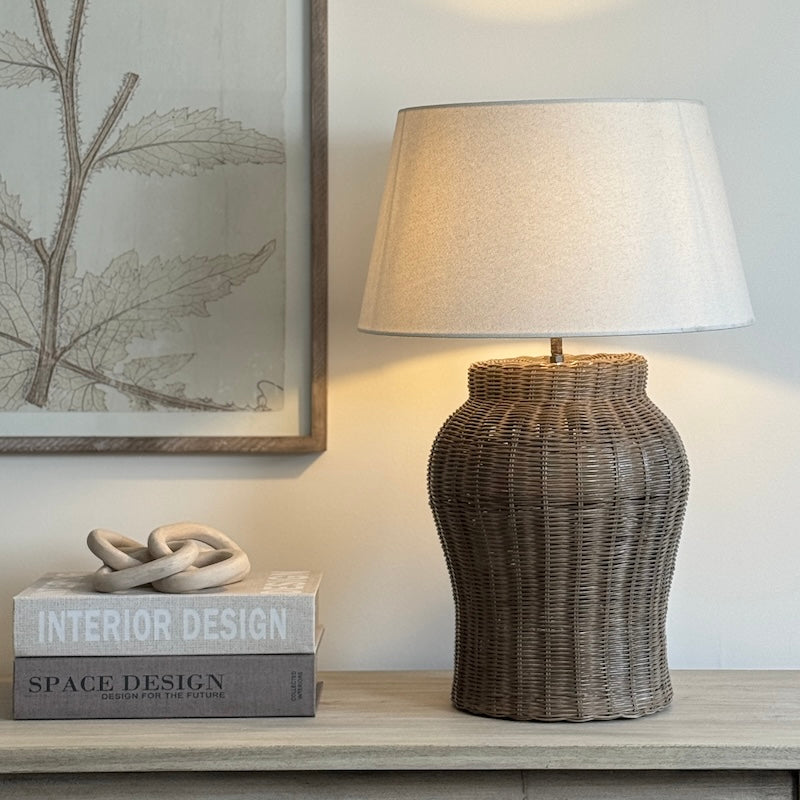 Marlow Vintage Grey Rattan Table Lamp