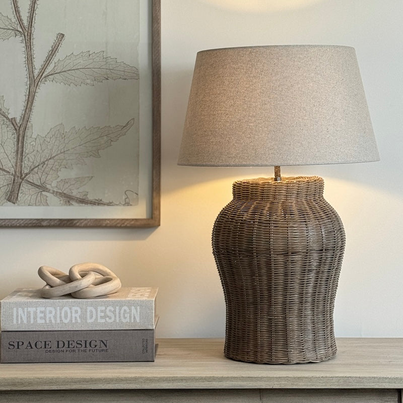 Marlow Vintage Grey Rattan Table Lamp
