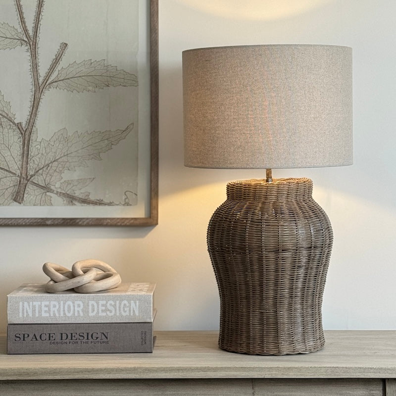 Marlow Vintage Grey Rattan Table Lamp