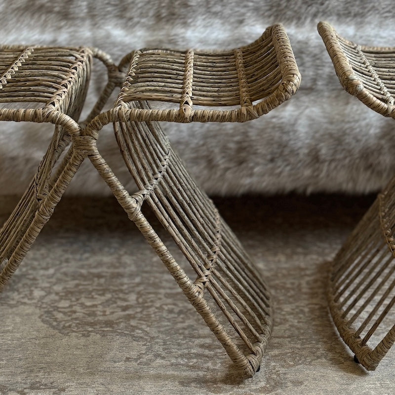 Rattan X-Frame Stool