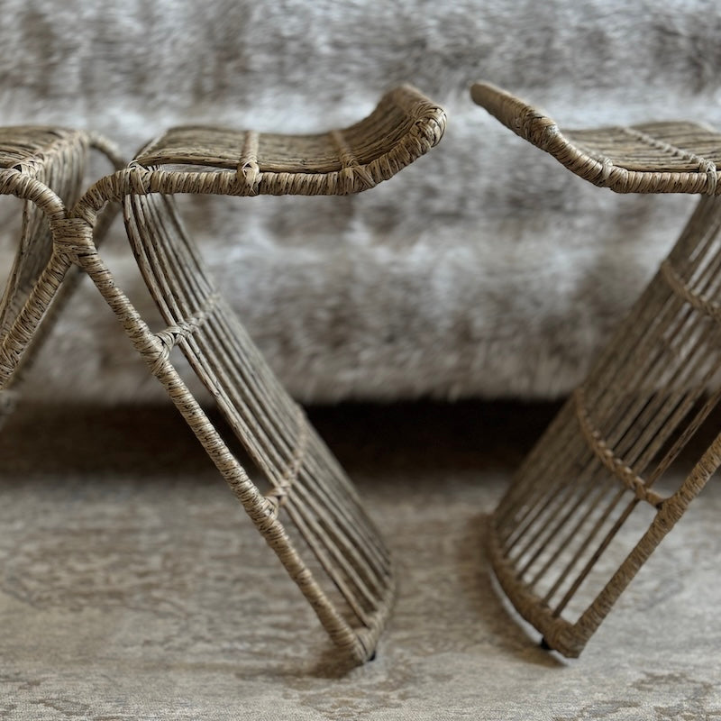 Rattan X-Frame Stool