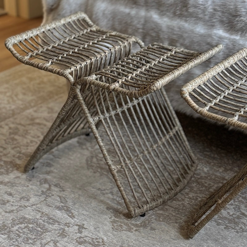Rattan X-Frame Stool