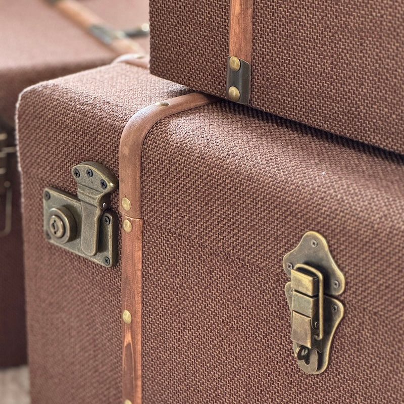 Wood Detailed Savannah Brown Trunks - Set of 3