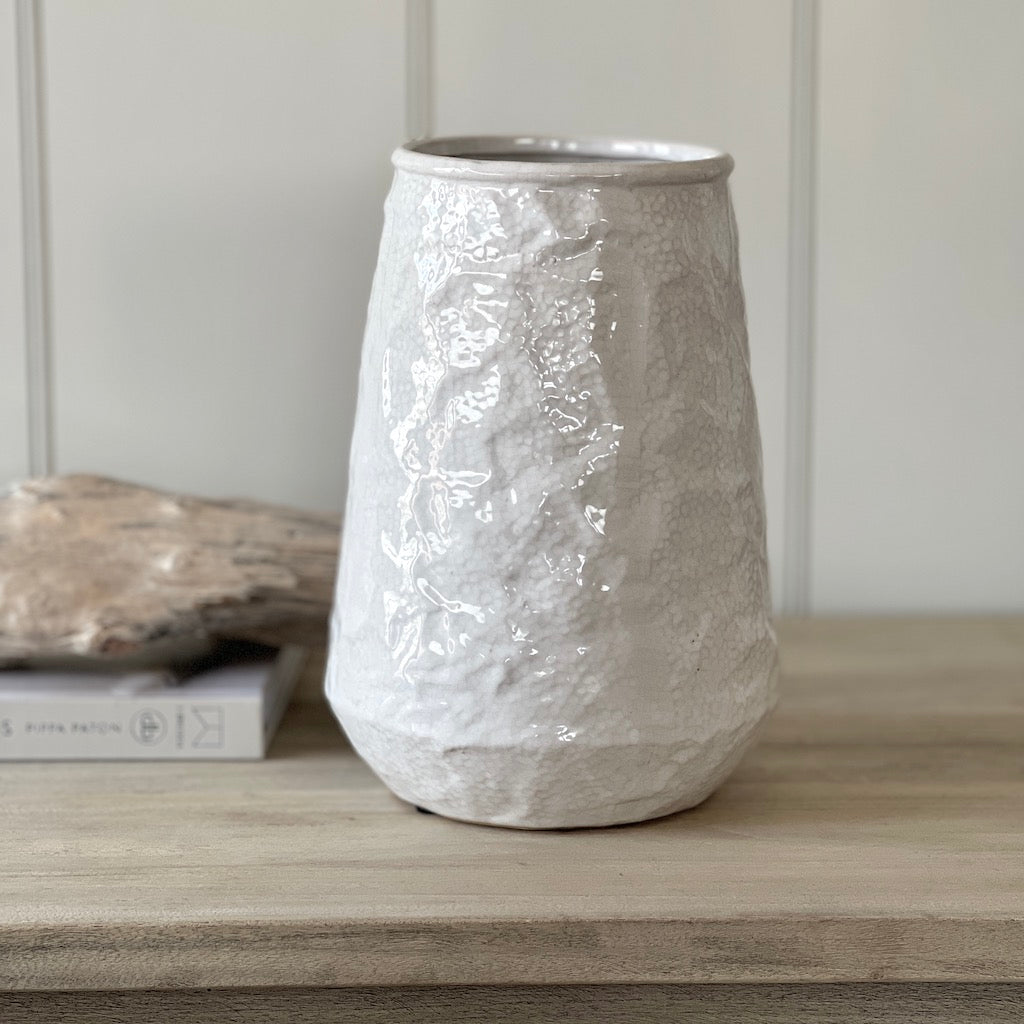 Crackle Glaze Crumpled Conical Vases