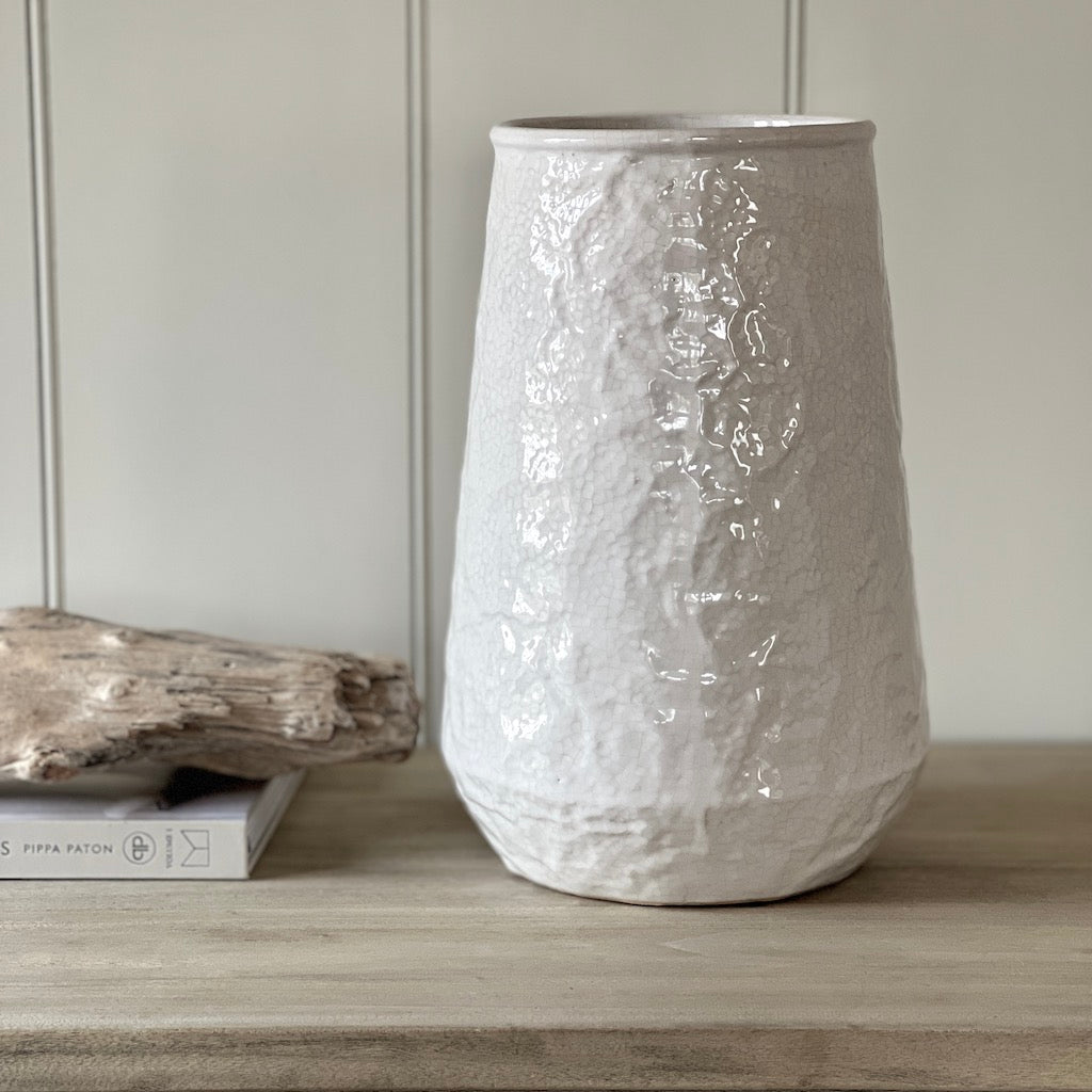 Crackle Glaze Crumpled Conical Vases