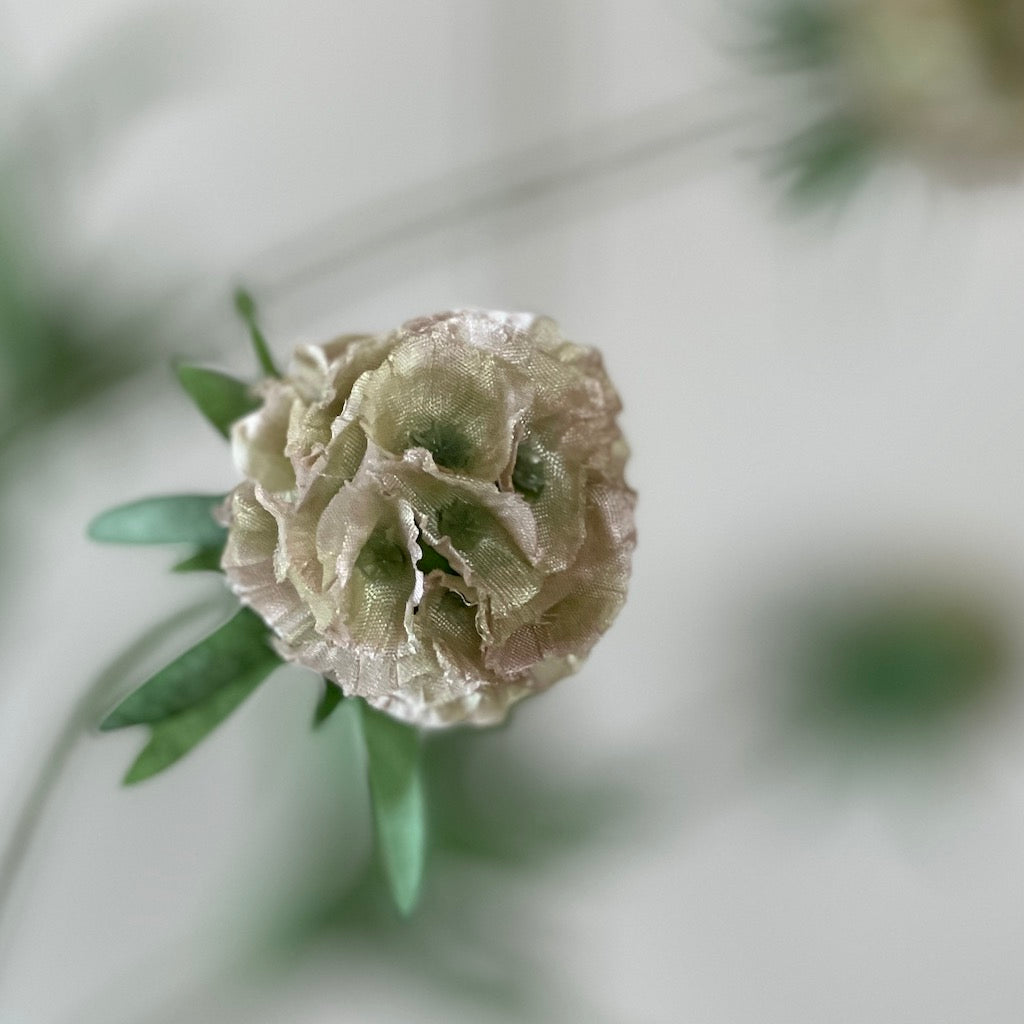 Faux Scabiosa Stellata Spray with Leaves