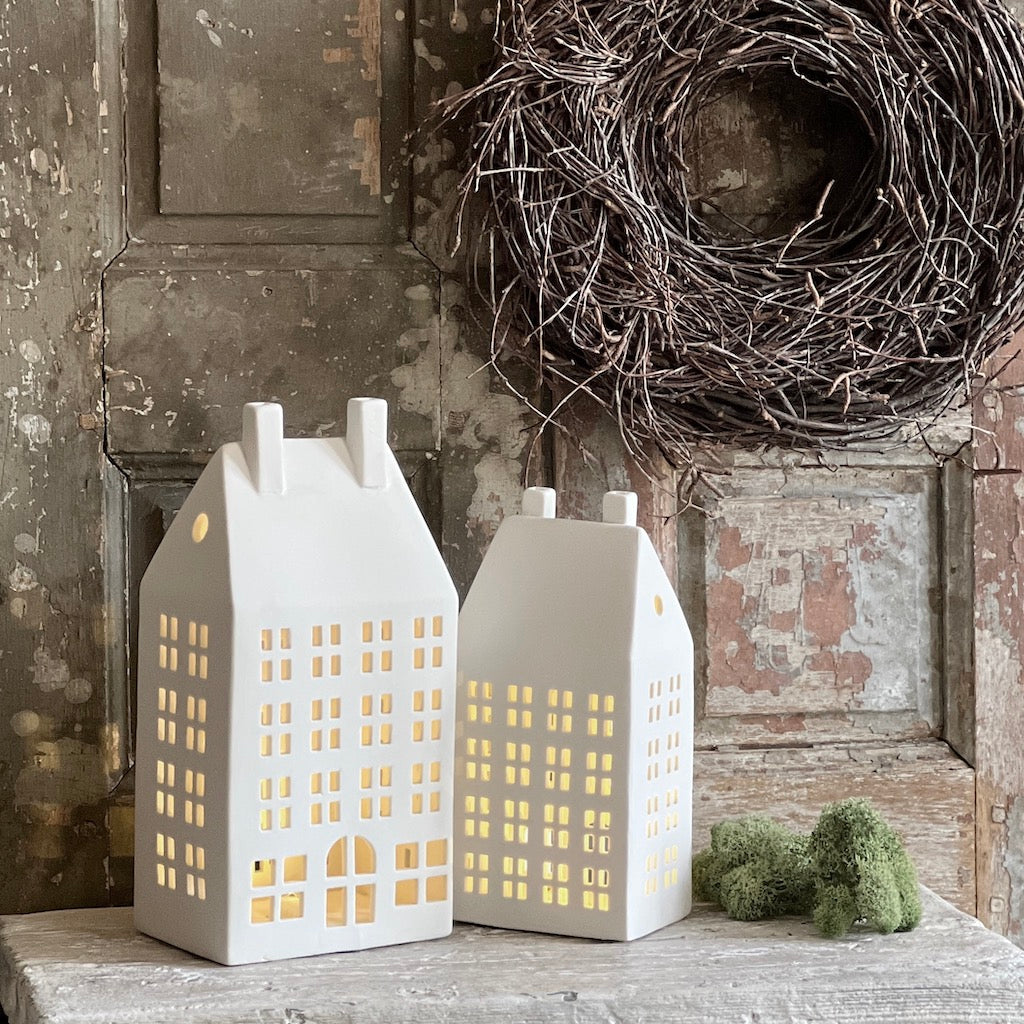 Matt White Ceramic LED Houses